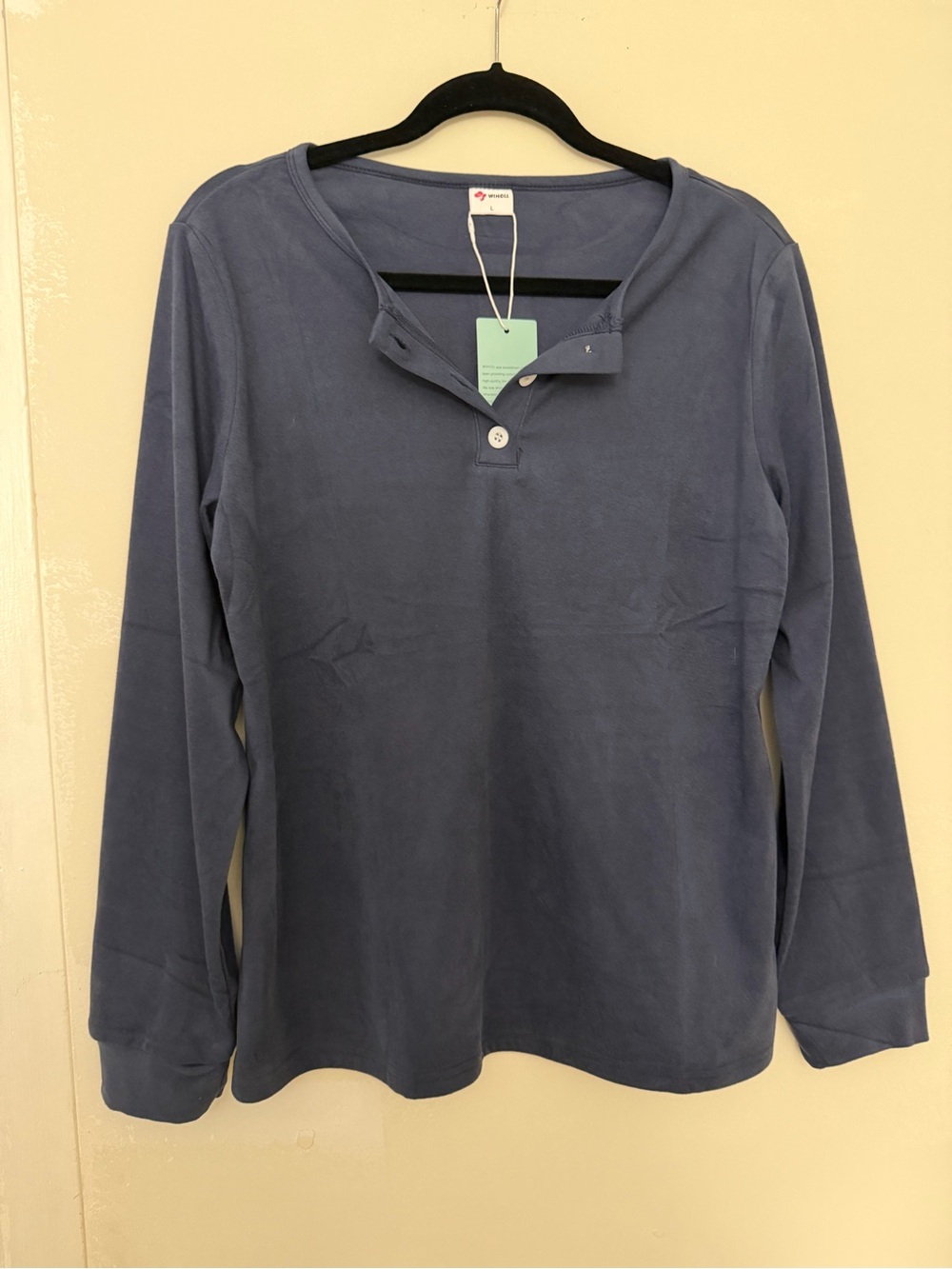Women’s Casual Long-Sleeve Henley Shirt - Blue